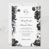 Gothic White Monogram Moon Wappen Hochzeitsdetails Einladung (Vorderseite)