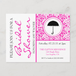 Gothic White & Pink Geblüht Brautparty Einladungspostkarte