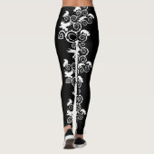 Gothic White Ravens and Thorns Leggings (Rückseite)