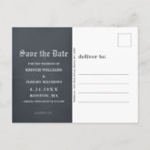 Gothic White Roses on Gray Save the Date Ankündigungspostkarte (Rückseite)