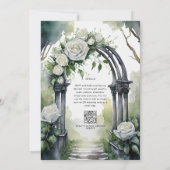 Gothic White Roses Wedding Einladung (Rückseite)