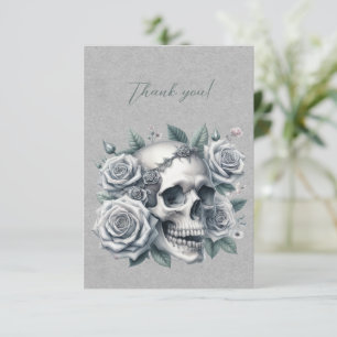 Gothic White Schädel-Kronen-Rosen Danke