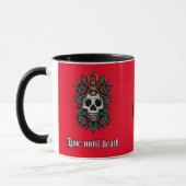 Gothic white skull and rote Rose Tattoo graphics Tasse (Links)