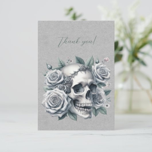 Gothic White Skull Crown of Rose Danke (Stehend Vorderseite)