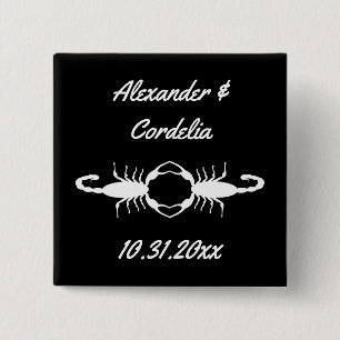 Gothic White Wedding Scorpions Custom Button