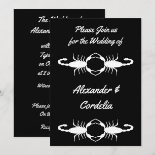 Gothic White Wedding Scorpions Custom Einladung