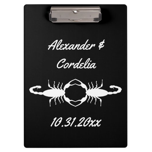 Gothic White Wedding Scorpions Custom Klemmbrett (Vorderseite)