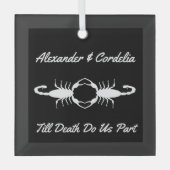 Gothic White Wedding Scorpions Custom Ornament Aus Glas (Vorderseite)