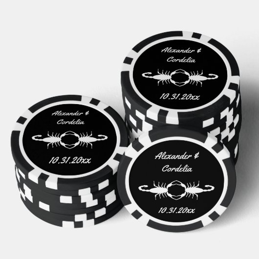 Gothic White Wedding Scorpions Custom Pokerchips (Stapel)