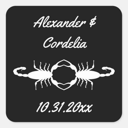 Gothic White Wedding Scorpions Custom Quadratischer Aufkleber (Vorderseite)