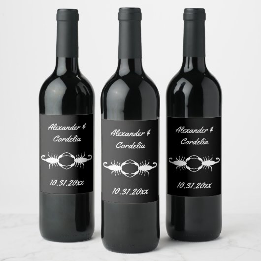 Gothic White Wedding Scorpions Custom Weinetikett (Flaschen)
