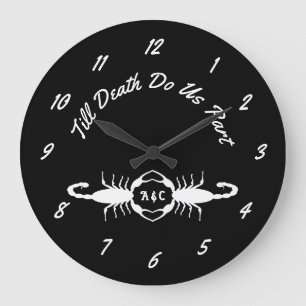 Gothic White Wedding Skorpions Custom Mit Monogram Große Wanduhr