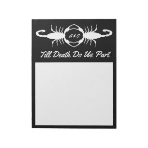 Gothic White Wedding Skorpions Custom Mit Monogram Notizblock