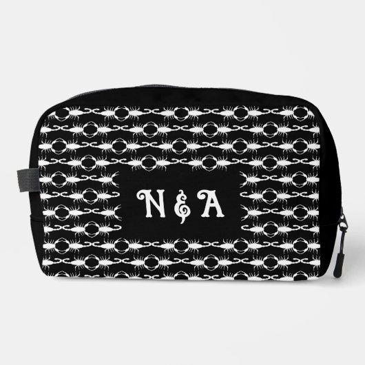 Gothic White Wedding Skorpions Custom Mit Monogram Waschbeutel (Vorderseite)