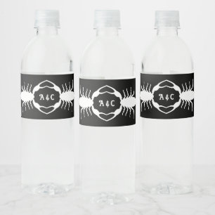 Gothic White Wedding Skorpions Custom Mit Monogram Wasserflaschenetikett