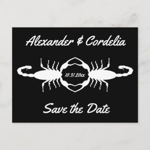 Gothic White Wedding Skorpions Save the Date Postkarte