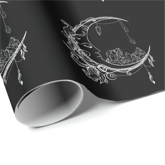 Gothic Wicca Crescent Goth Moon Geschenkpapier (Rolleneckpunkt)