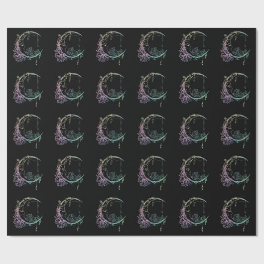 Gothic Wicca Crescent Pastel Goth Moon Geschenkpapier (Flach)
