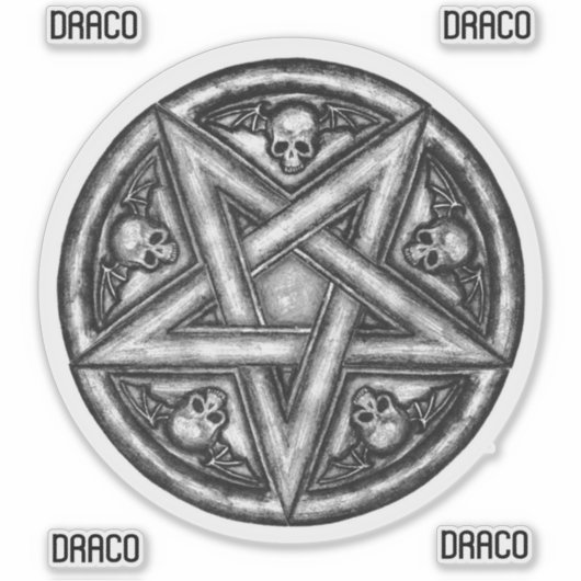 Gothic Wicca Pentagram Skulls Vinyl Cutout Sticker (Vorderseite)