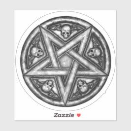 Gothic Wicca Pentagram Skulls Vinyl Cutout Sticker