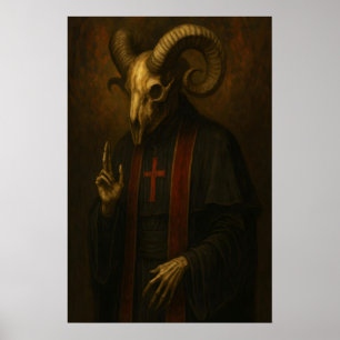 Gothic Widder-Schädel-Priester-Kunstdruck Okkult D Poster