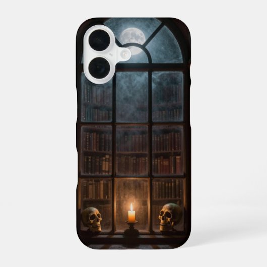 Gothic Window and Moon Library Case iPhone 16 Hülle (Rückseite)
