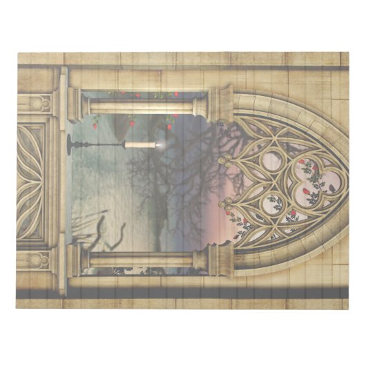Gothic Window Elegant Stationery Notepad Notizblock (Vorderseite)