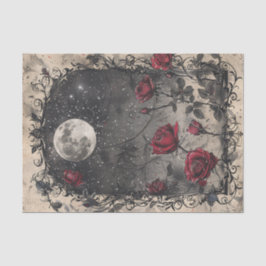Gothic Window Full Moon Rote Rosen Seidenpapier
