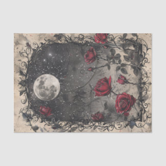 Gothic Window Full Moon Rote Rosen Seidenpapier