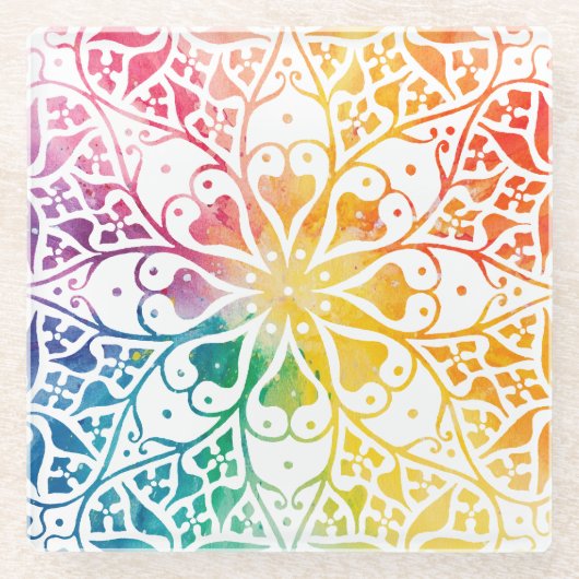 Gothic Window Rainbow Pride Glasuntersetzer (Vorderseite)