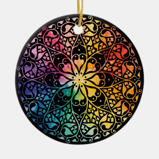 Gothic Window Rainbow Pride Keramik Ornament (Vorne)