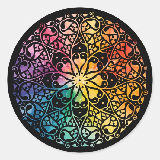 Gothic Window Rainbow Pride Runder Aufkleber (Vorderseite)