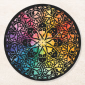 Gothic Window Rainbow Pride Runder Pappuntersetzer (Vorderseite)