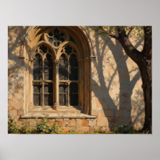 Gothic Window Schatten Impressionist Ölmalerei Poster