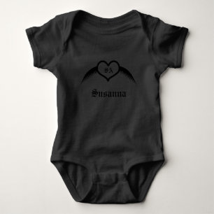 Gothic Winged Heart Custom Mit Monogramm Baby Strampler