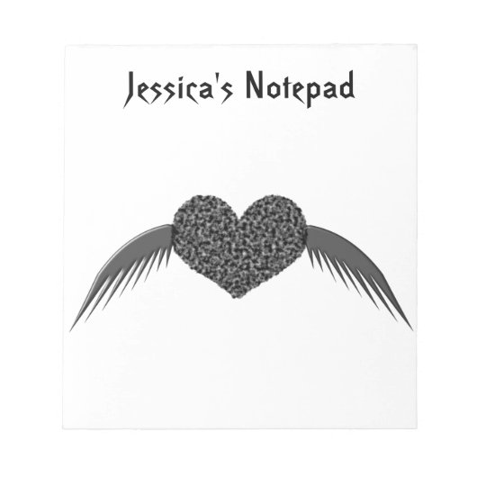 Gothic Winged Liebe Heart Customizable Notepad Notizblock (Vorderseite)
