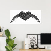 Gothic Winged Liebe Heart Poster (Heimbüro)