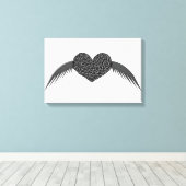 Gothic Winged Liebe Herz Canvas Print Leinwanddruck (Insitu (Holzboden))
