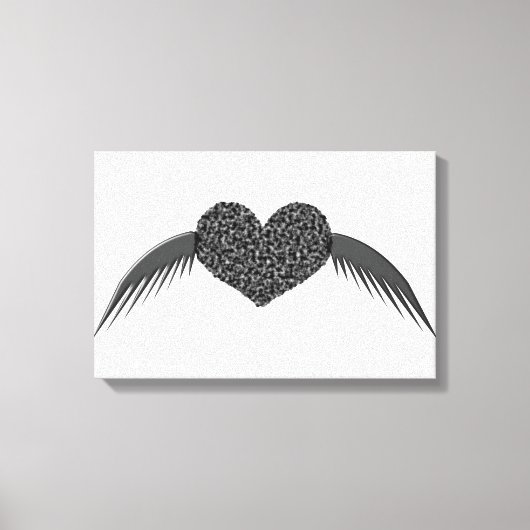 Gothic Winged Liebe Herz Canvas Print Leinwanddruck (Vorderseite)