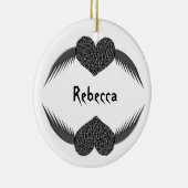 Gothic Winged Liebe Herz Custom Medallion Keramik Ornament (Rechts)