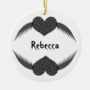 Gothic Winged Liebe Herz Custom Medallion Keramik Ornament