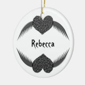Gothic Winged Liebe Herz Custom Medallion Keramik Ornament (Links)