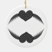 Gothic Winged Liebe Herz Custom Medallion Keramik Ornament (Hinten)