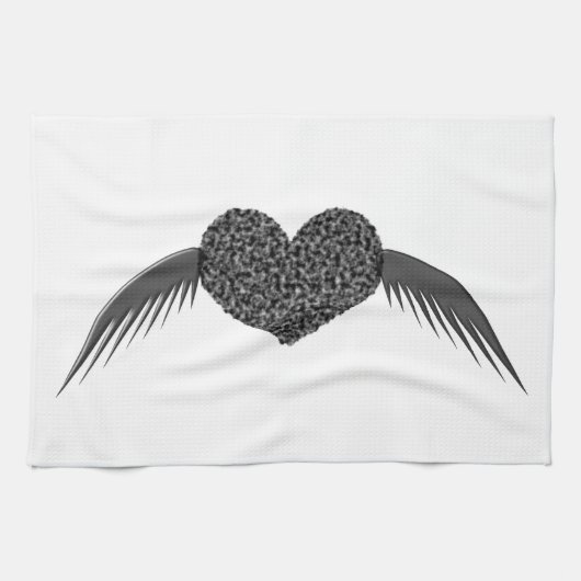 Gothic Winged Liebe Herz Küchentuch (Horizontal)
