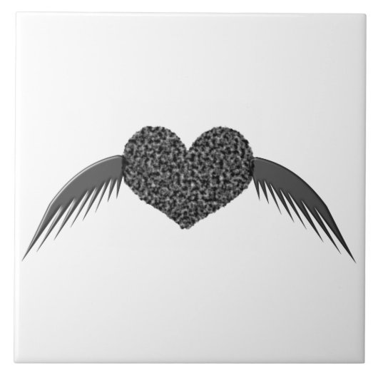 Gothic Winged Liebe Herz Tile Fliese (Vorderseite)