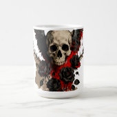 Gothic Winged Skull and Red Roses Coffee Mug Kaffeetasse (Mittel)