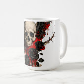 Gothic Winged Skull and Red Roses Coffee Mug Kaffeetasse (VorderseiteRechts)