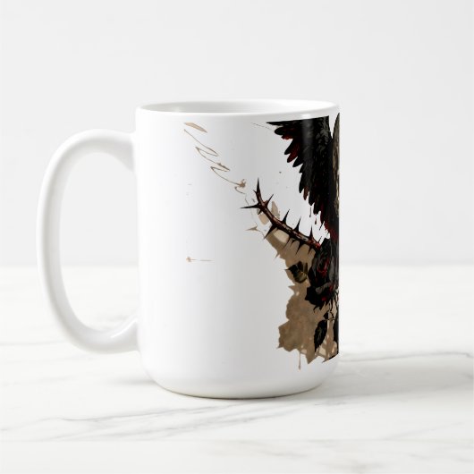 Gothic Winged Skull and Red Roses Coffee Mug Kaffeetasse (Links)
