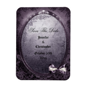 Gothic Winged Skull Lila Save the Date Hochzeit Magnet