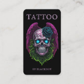 Gothic Winged Skull Modern Tattoo Studio QR Code Visitenkarte (Vorderseite)